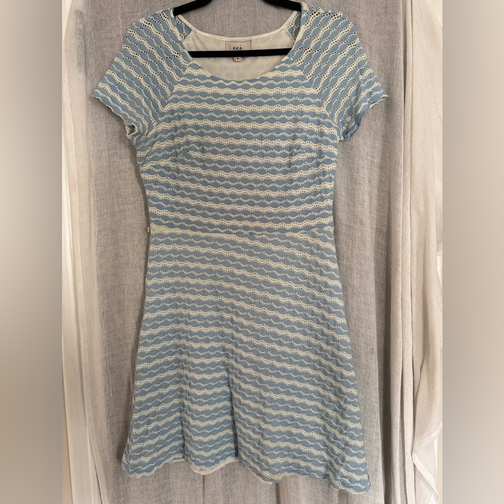 Eci Blue and White Dress Sz 10 GUC